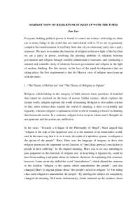 MARXIST VIEW OF RELIGION MUST KEEP UP WITH THE ...