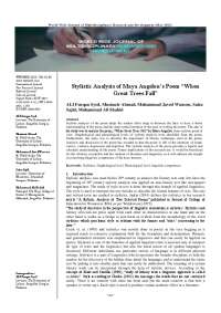Analysis of Maya Angelou's Poem 'When Great Trees Fall': Exploring Stylistic Elements