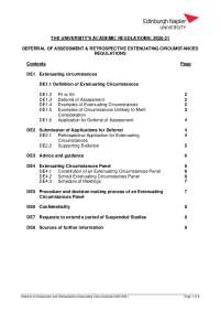 University Guidance on Assessment Deferral & Extenuating Circumstances 2020-2021
