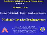 Outcomes & Complications of Minimally Invasive Esophagectomy: Duke & Pitt Univ.