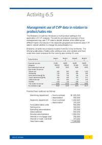 Brisbane Ltd: Management Use of CVP Data for Product/Sales Mix Decisions