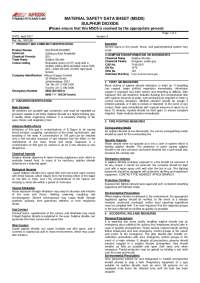 Material Safety Data Sheet (MSDS) for Sulphur Dioxide