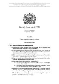 Changes to the Family Law Act 1996: Outstanding Amendments and Offenses