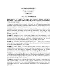 Connecticut Governor's Executive Order Extending Eviction Moratorium and Requirements