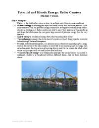 Roller Coaster Energy: Potential and Kinetic, Effects of Height and Separation
