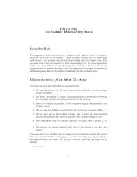 Golden Rules of Op Amps: Understanding Ideal Op Amp Characteristics and Circuit Analysis