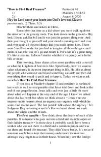 Finding Real Treasure: Parables from Matthew 13