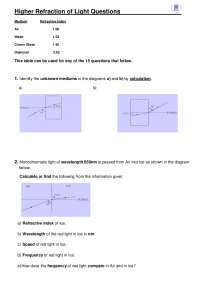 Higher Refraction of Light Questions | Lecture notes Physics | Docsity