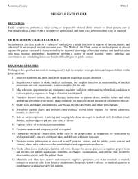 Medical Unit Clerk Job Description: Duties & Requirements at Natividad Medical Center