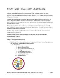 MGMT 201 FINAL Exam Study Guide