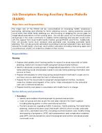 Job Description: Roving Auxiliary Nurse Midwife (RANM)