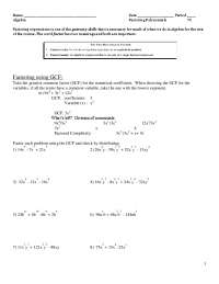 Factoring Expressions using GCF and Trinomial Factoring