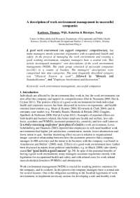 Work Environment Management in Successful Companies: A Focus on Physical Factors