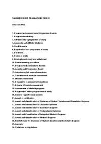 Programme Board and Admissions Regulations: Curriculum, Examinations, and Student Progress