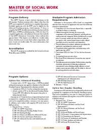 Advanced Standing Option in MSW Program: Course Requirements and Electives