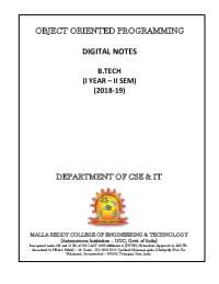 OBJECT ORIENTED PROGRAMMING DIGITAL NOTES