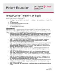 Breast Cancer Treatment by Stage