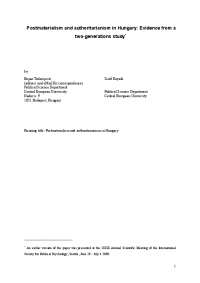 Authoritarianism vs. Postmaterialism: An Analysis of Parent-Child Value Differences