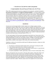 Qualitative Research Proposal Sample