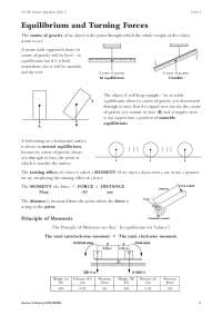 Equilibrium and Turning Forces