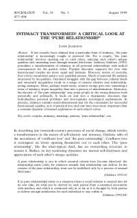 Intimacy and Equality in Relationships: A Sociological Perspective