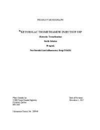 Ketorolac Tromethamine Use: Gastrointestinal, Renal, and Hematologic Risks