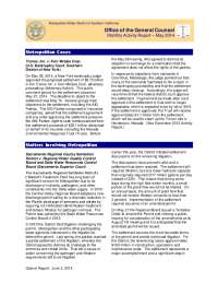 Metropolitan Water District of Southern California - May 2014 Legal Activity Report