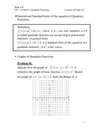 Quadratic Functions: Properties, Graphs, and Applications