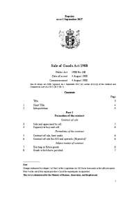 Sale of Goods Act 1908: Property Transfer, Performance, and Unpaid Seller's Rights