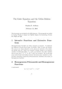 The Euler Equation and the Gibbs-Duhem Equation