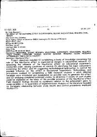 Hawthorne Effect in Educational Research: Duration & Control Procedures
