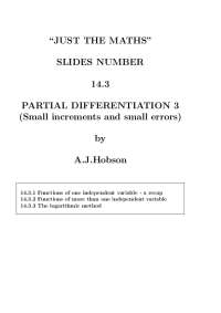Partial Differentiation: Small Increment and Error Approximation