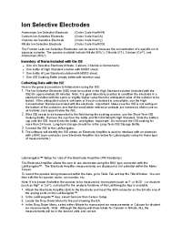 Ion-Selective Electrodes: Ammonium, Calcium, Chloride, and Nitrate Measurements