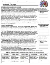 Interest Groups | Lecture notes Public Policy | Docsity