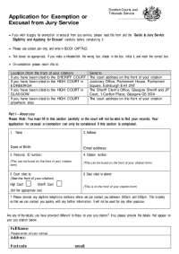 Application for Exemption or Excusal from Jury Service in Scotland