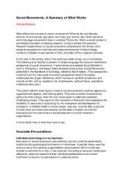 Social Movements: A Summary of What Works