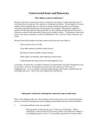 The Importance of Discussing Controversial Issues in Democracy for Civic Education