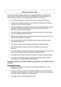 RCN Code of Conduct: Guiding Members' Behaviour and Ethics