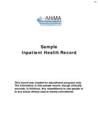 Sample Inpatient Health Record