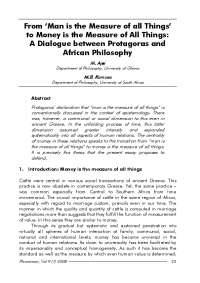 From Protagoras' 'Man is the Measure' to Money's Dominance: Evolution of Value