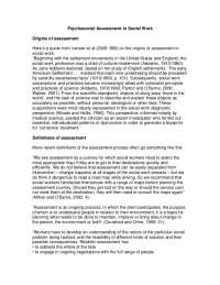 Psychosocial Assessment in Social Work