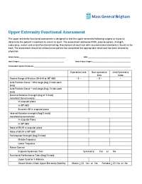 Guide for Testing Upper Extremity Function: Post-Surgery or Injury Readiness
