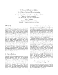 F-Bounded Quantification: Polymorphism with Recursive Object Types