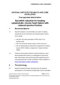 Appraisal: Sacubitril Valsartan for Chronic Heart Failure with Reduced Ejection Fraction