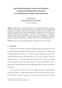 Non-Financial Measures' Impact on Performance via Innovation: Study on Indonesian Stock Ex