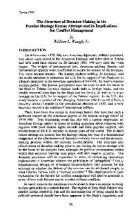 The Iranian Hostage Crisis: Decision-Making and Conflict Management