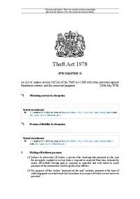 Theft Act 1978: Changes and Amendments