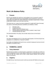 Work Life Balance Policy | Study notes Business | Docsity