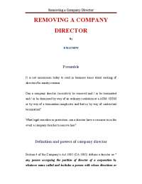 REMOVING A COMPANY DIRECTOR