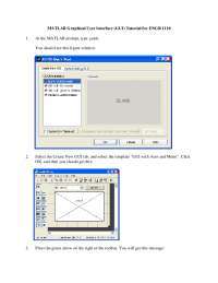 MATLAB GUI Tutorial for ENGR 1110: Creating and Customizing a Graphical User Interface
